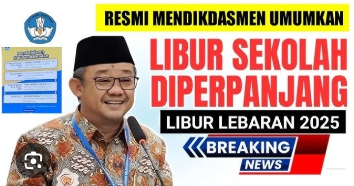 Mendikdasmen Keluarkan Surat Edaran Libur Sekolah Lebaran 2025, Dimulai 21 Maret Hingga 8 April