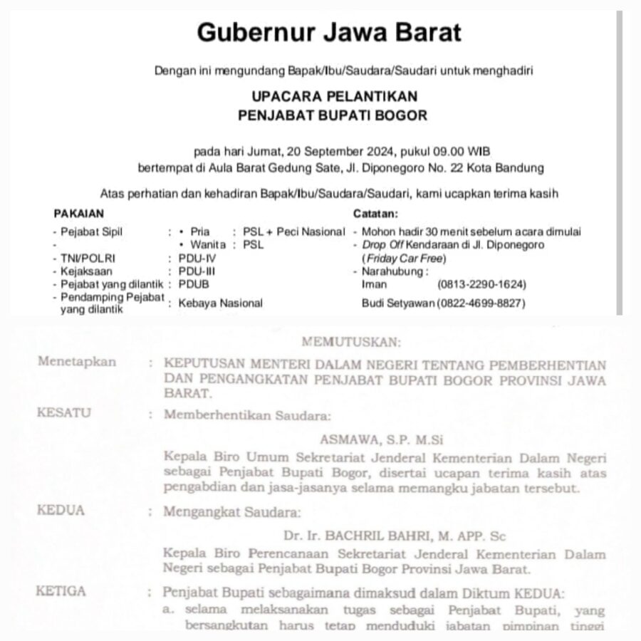 PJ Bupati Bogor Asmawa Tosepu Resmi Diberhentikan, Digantikan Bachril Bahri