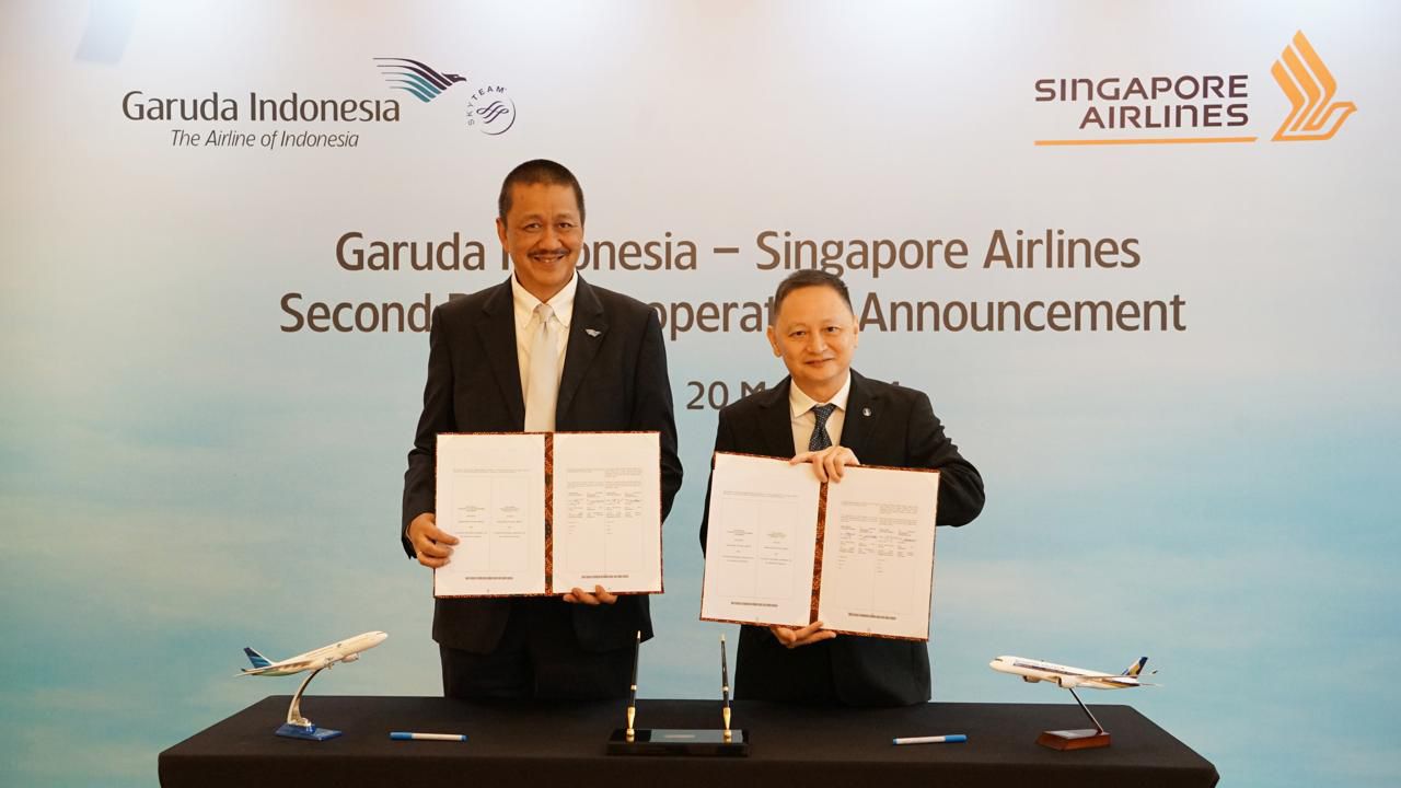 Garuda Indonesia dan Singapore Airlines Perluas Kerjasama Komersial